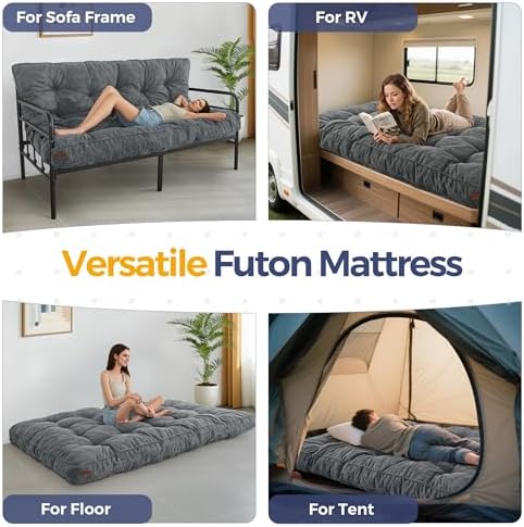 MAXYOYO 6" Futon Mattress Full Size, Tufted Futon Bed (Frame Not Included)