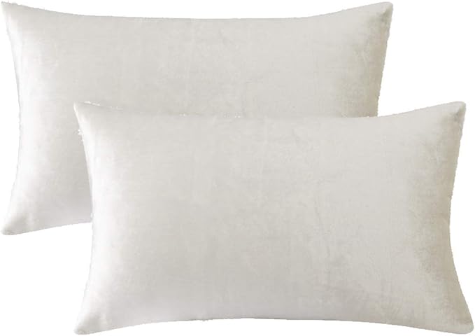 GIGIZAZA White Velvet 12x20 Lumbar Decorative Throw Pillow Covers Cases - Image 2