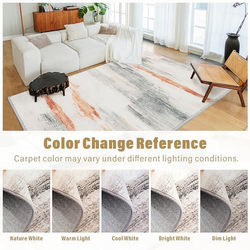 Carvapet 6x9 Area Rugs for Living Room Bedroom, Brown Modern Abstract Low Pil...