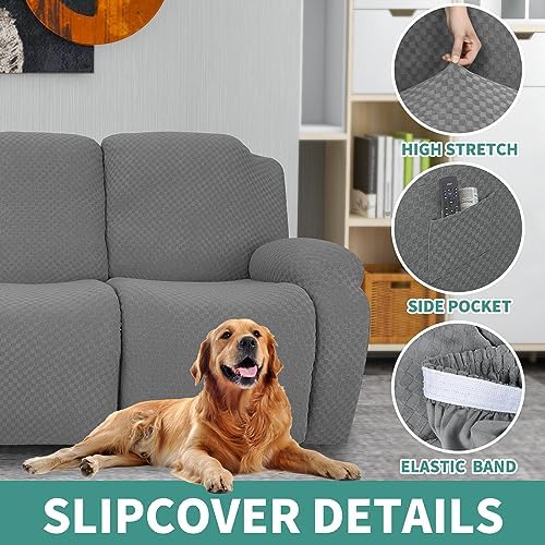 YEMYHOM 8 Pieces Stretch Recliner Sofa Cover Latest Jacquard Reclining Couch ...