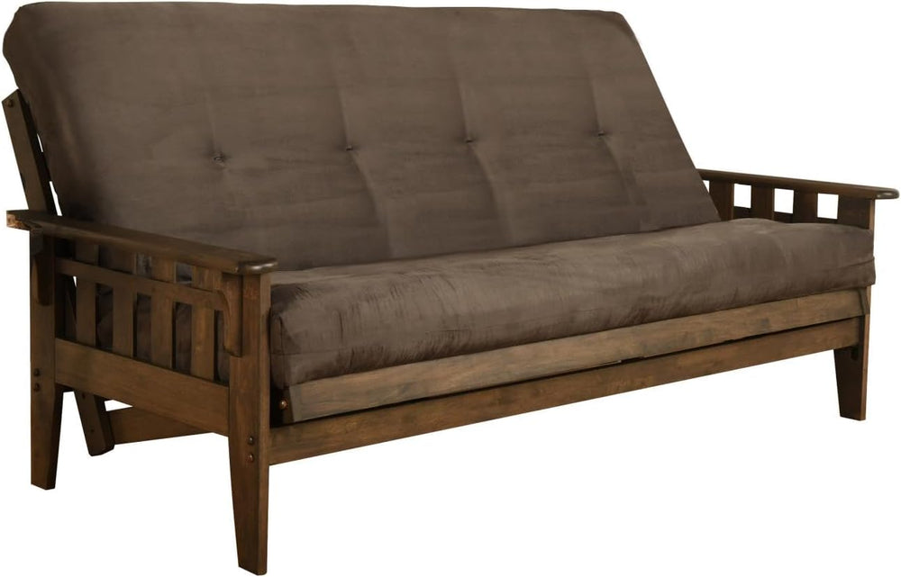 FutonX Rustic Walnut Frame and Mattress Set with Choice to add Drawers, 8 Inc...