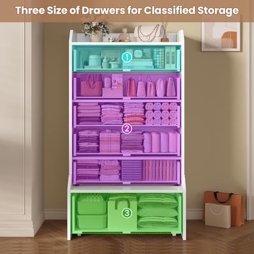 ADORNEVE Tall 6 Drawer White Modern Dresser