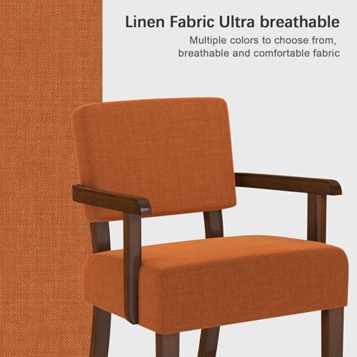 FAGAGA Accent Chair, Mid-Century Armchair with Solid Wood Frame, Orange