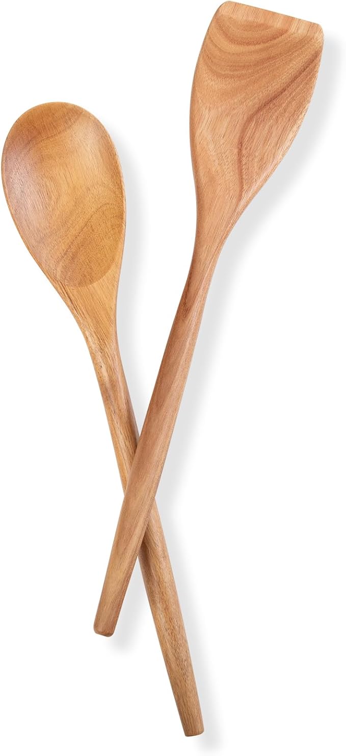 GinSent 2PCS Wooden Spoons for Cooking, 14INCH Wooden Spoons Cooking Comfort by GinSent
