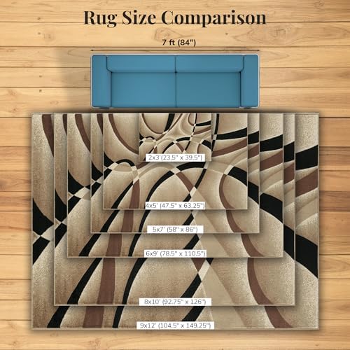 Luxe Weavers Geometric Abstract Area Rug Beige 6x9