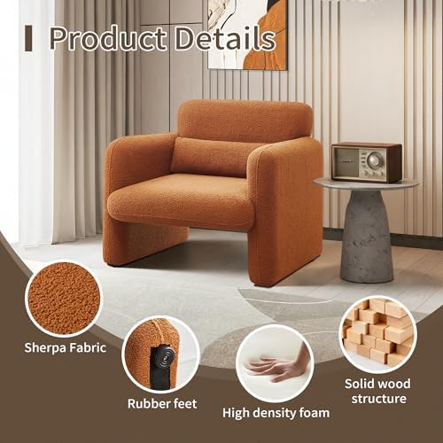 33.86" Accent Chairs, Modern Velvet Fabric Arm Chair Comfy Upholstered A...
