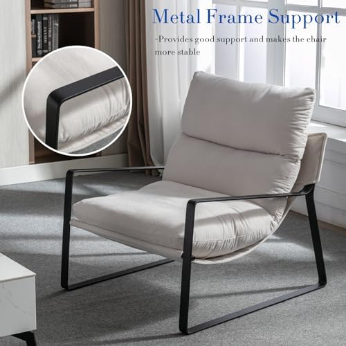 HEAH-YO Modern Accent Chair, Comfy Living Room Chair with Removable Cushion a...