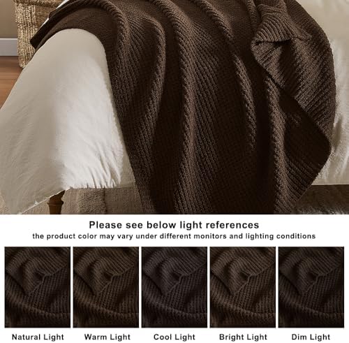 WDCOZY Brown Waffle Throw Blanket for Couch Bed, Reversible Super Soft Plush ...