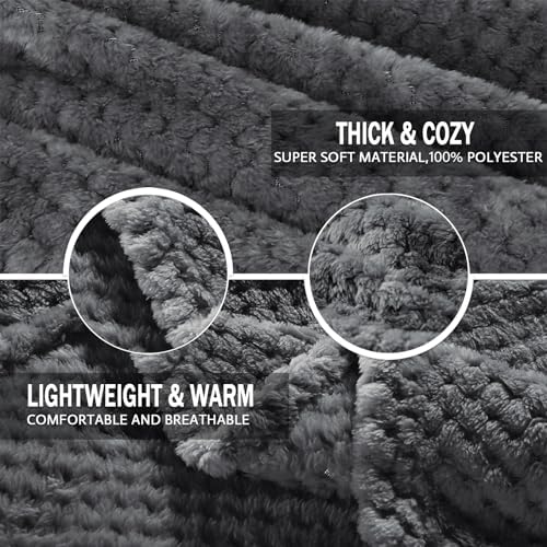 Exclusivo Mezcla Soft Waffle Fleece Bed Blanket King Size, Gray