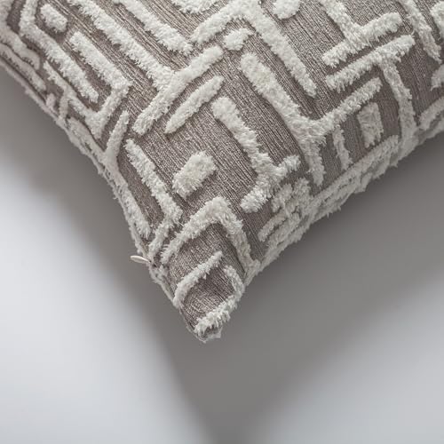Woven Jacquard Throw Pillow Cover, Pack of 1 Geometric Pattern Textured Decor...