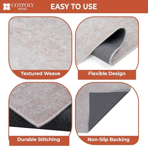 COTPOLY 5' x 8' Washable Area Rug for Living Room, Kitchen, Hallway, ...