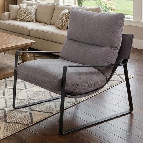 LukeAlon Modern Linen Accent Armchair, Grey