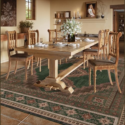8x10 Area Rug - Washable Ultra-Thin Carpet Non-Slip Dark Brown