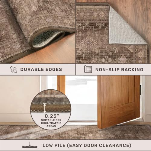 Hazo Haus Boho Taupe Brown Living Room Rug 8x10 - Modern Vintage Traditional ...