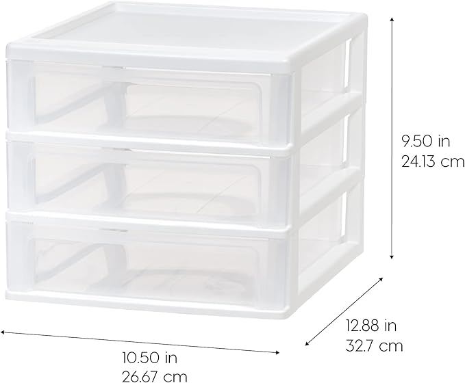 IRIS USA Plastic Stacking Desk Top 3-Drawer Storage Organizer, - Image 3
