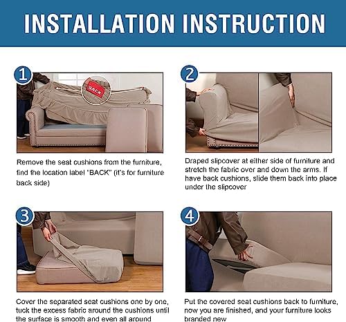 H.VERSAILTEX 4 Piece Stretch Sofa Covers for 3 Cushion Couch Covers for Livin...