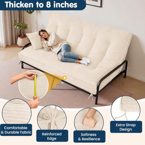 Futon Mattress Full Size 8 Inch, Beige (Frame Not Included)