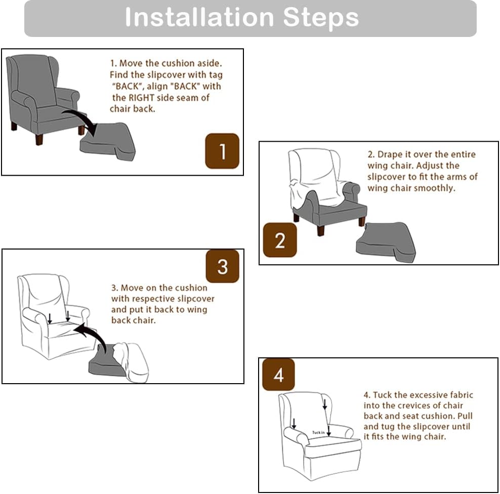 GULI Wingback Chair Cover 2-Piece, Wing Chair Covers Armchair Chair Slipcover...