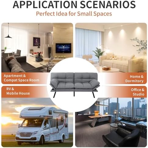 MUUEGM Futon Sofa Bed，Memory Foam Futon Convertible Couch Bed, Sofa Bed Couch...