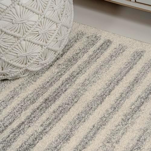 JONATHAN Y Khalil Modern Berber Stripe Cream/Gray Indoor Area Rug, 8x10, Cont...