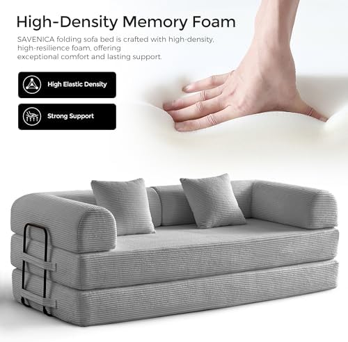 79" Convertible Futon Sofa Bed,Boneless Couch for Living Room | Light Gray