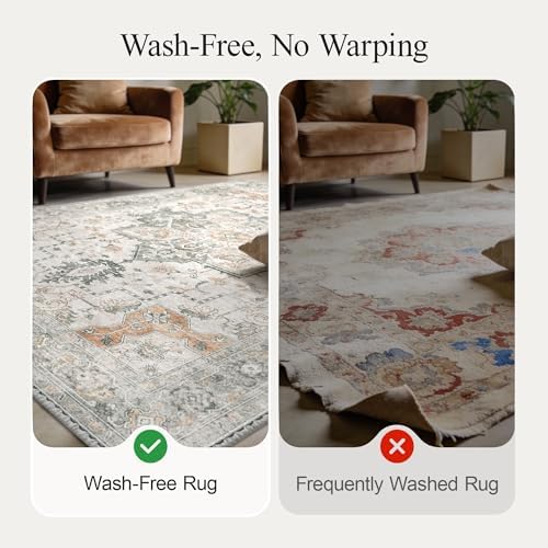 GENIMO No-Wash 8X10 Area Rug for Living Room Bedroom Patio, Waterproof Stain ...