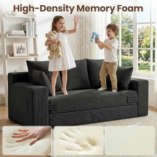 JUIKURY Boneless Couches 70 inch: 3-in-1 Convertible Sofa Bed Futon Couch Bed...