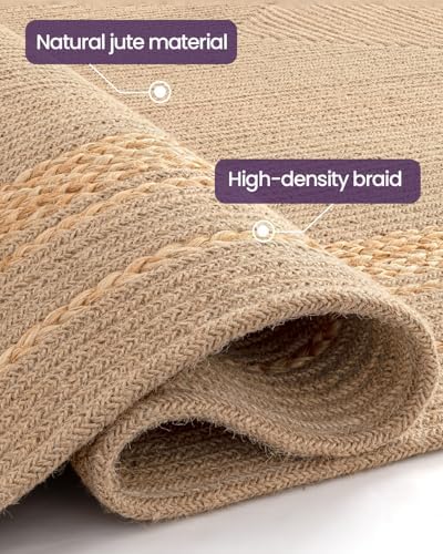 DEXI Woven Jute Rug 5x8, Indoor Outdoor Farmhouse Area Rugs for Living Room
