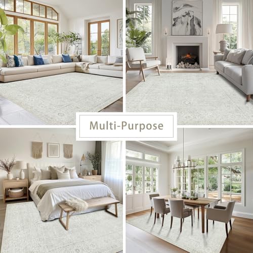 8x10 Washable Area Rugs for Living Room,Bedroom,Dining Room(Concrete Grey)