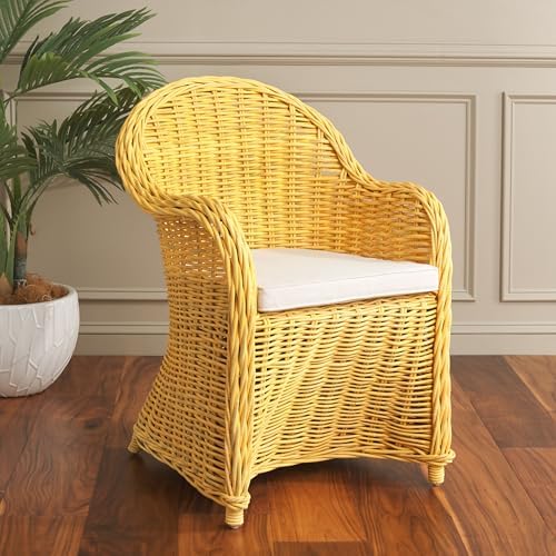 SAFAVIEH Callista Club Rattan Accent Chair, 24" Coastal Yellow SEA7001A