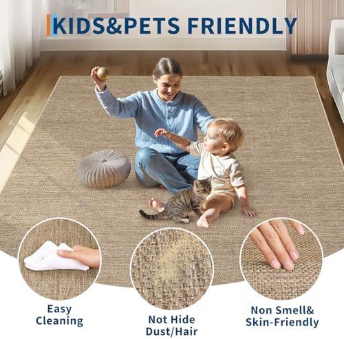 GarveeHome 5x7 Washable Area Rug for Bedroom Non Slip Easy Jute Rugs