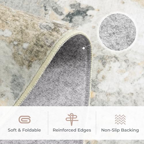 8x10 Area Rugs for Living Room, Washable Abstract Rug, Brown/Grey