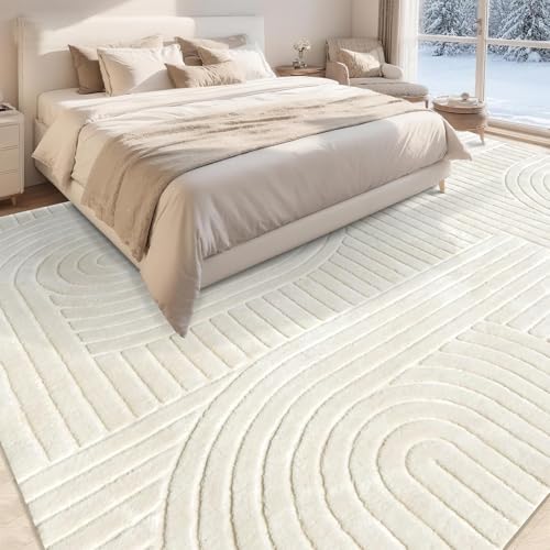 Beige Solid Area Rug 9x12 Large Washable Soft Rugs for Living Room