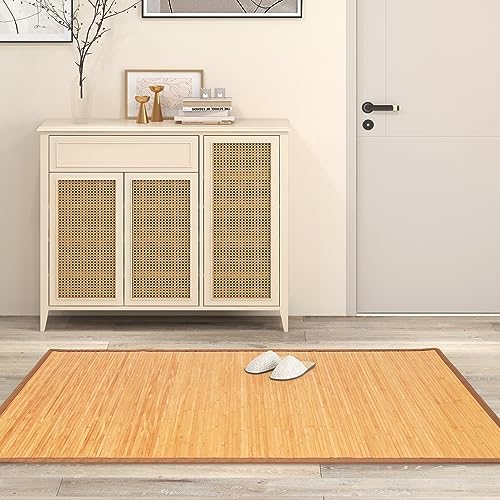COSTWAY Bamboo Area Rug, 5'x8' Natural Bamboo Floor Mat 96"x60&q...