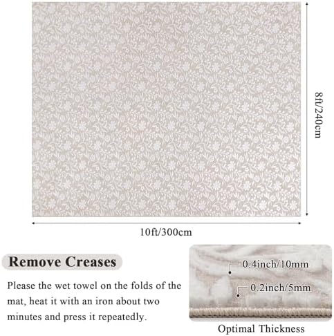 Vaukki 8x10 Area Rug for Living Room, Beige White Throw Carpet for Bedroom