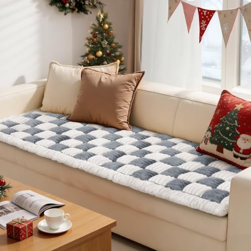 Dog Couch Cover Protector For Couches, Quilted Washable Non-Slip, Blue Gray | Couch Covers For Dogs, Couch Cover Checkered, PP Cotton Filling, Machine Washable for Sofa, Window Seat and Floor