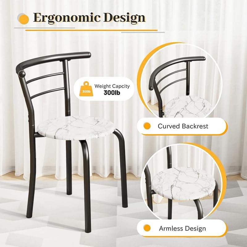 Shahoo 3-Piece Wooden Dining Table Set, Kitchen Breakfast Nook Sets with 2 Ch...
