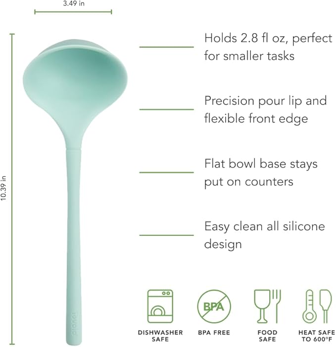Tovolo Flex Core Small Silicone Ladle Aqua Seafoam Green Heat Safe Silicone - Image 5