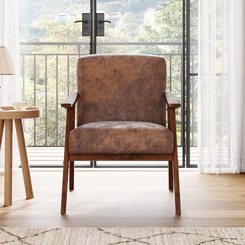 Mid Century Accent Chair, Boho Farmhouse Accent Chairs for Living Room, Retro...
