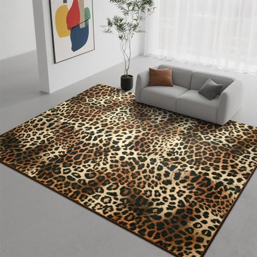 DweIke Leopard Rugs for Living Room, 8x10 Cheetah Print Rug for Bedroom Decor...