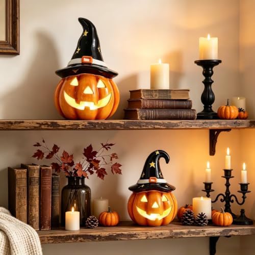 WDS WONDROUS Halloween Pumpkin Lights Decorations for Fall Home Table Decor