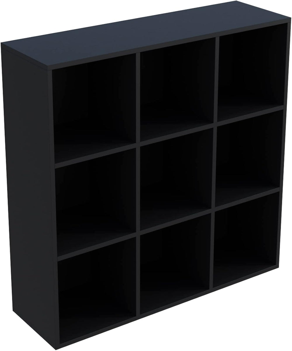 9-Cube Storage Shelf Bookcase - Wooden 3-Tier Free Standing Open Bookshelf fo...