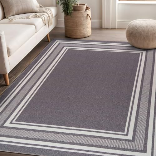Non Slip Area Rugs 5x7 Modern Bordered Non Skid Rubber Backing Soft Area Rug ...