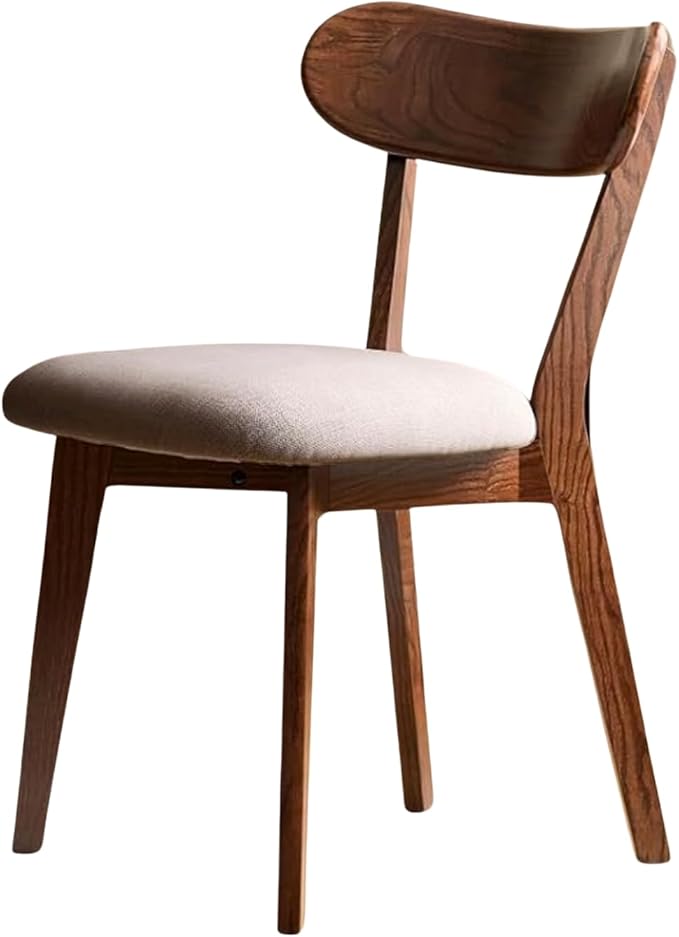 100% Solid Wood Dining Chairs,Mid Century Modern Dining Chairs with Upholstered Cushion,Kitchen,Dining Room Chairs Set of 1/2/4 (1, Walnut Color Grey Upholstery)