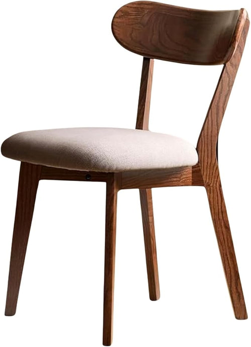100% Solid Wood Dining Chairs,Mid Century Modern Dining Chairs with Upholstered Cushion,Kitchen,Dining Room Chairs Set of 1/2/4 (1, Walnut Color Grey Upholstery)