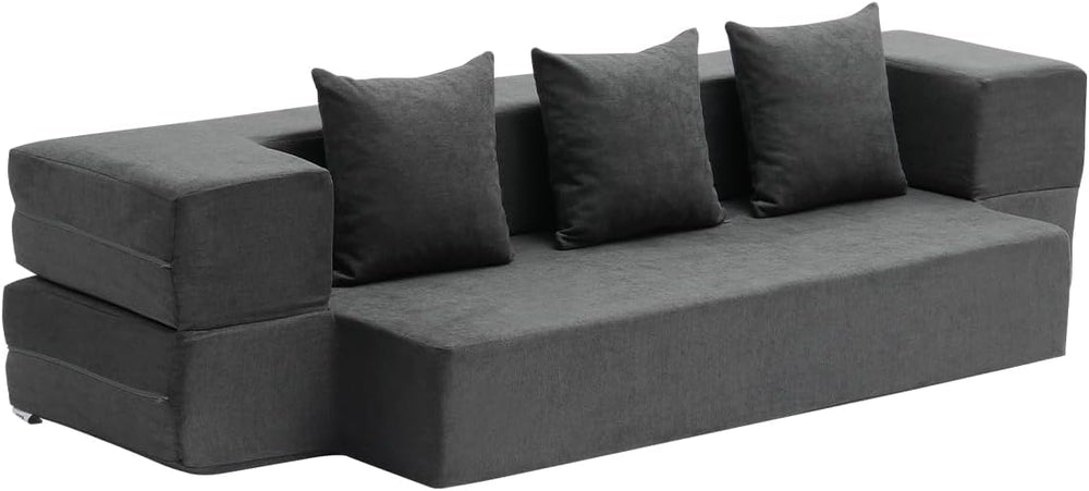VEVOR Folding Sofa Bed, 3-in-1 Foldable Couch Bed with 3 Pillows and Washable...