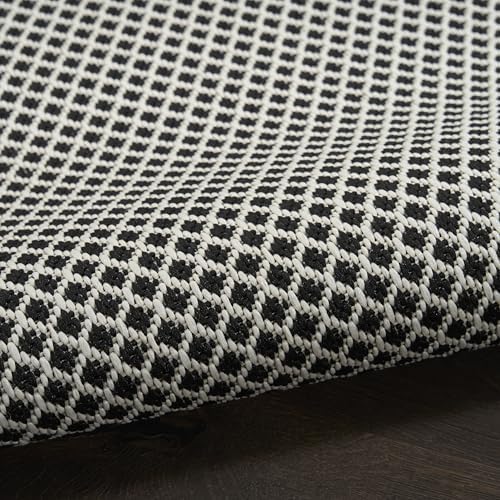 Nourison Home Courtyard Black White 9' x 12' Area Rug - Easy Clean, N...