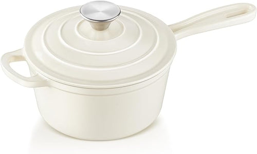 1Qt Enameled Cast Iron Sauce Pan, Leonyo Dutch Oven Pot by Leonyo