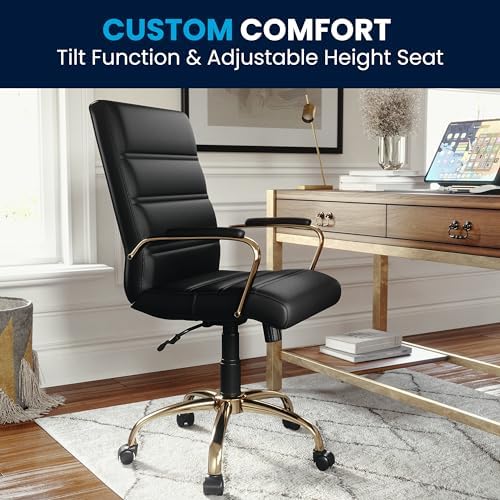 Flash Furniture Mid-Back Black LeatherSoft Executive Swivel Office Chair with...