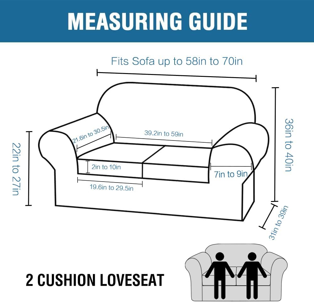 H.VERSAILTEX 3 Piece Stretch Sofa Covers for 2 Cushion Loveseat Couch Covers ...
